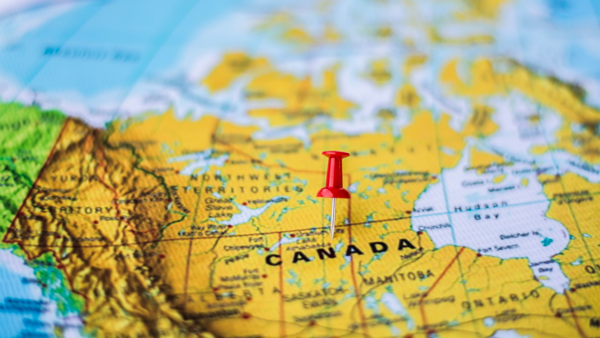 map of Canada with red map pin | How to Apply for a Work Visa in Canada as a Nurse